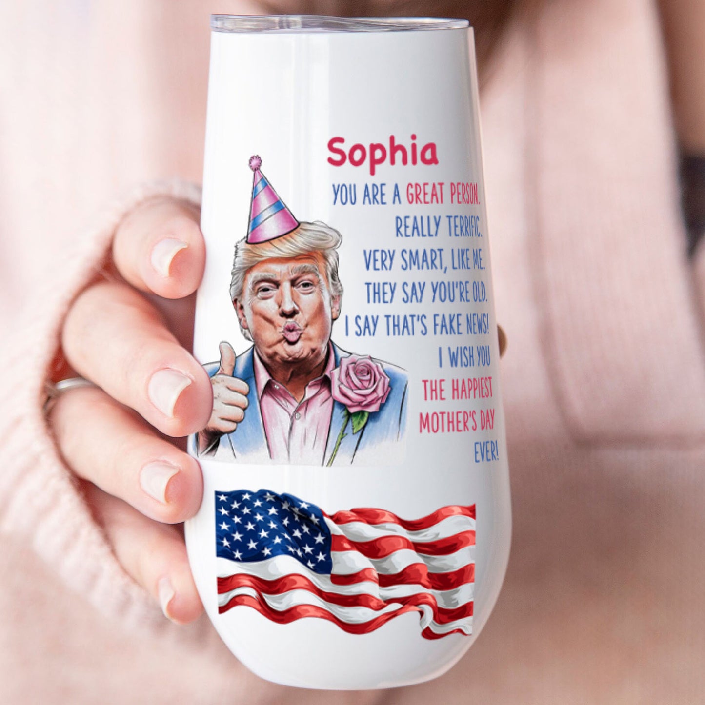 The Happiest Mother's Day Ever Custom Name Curved 6oz Tumbler, Personalized Champagne Tumbler, Gift For Mom, Gift For Wife 682088 - GOP