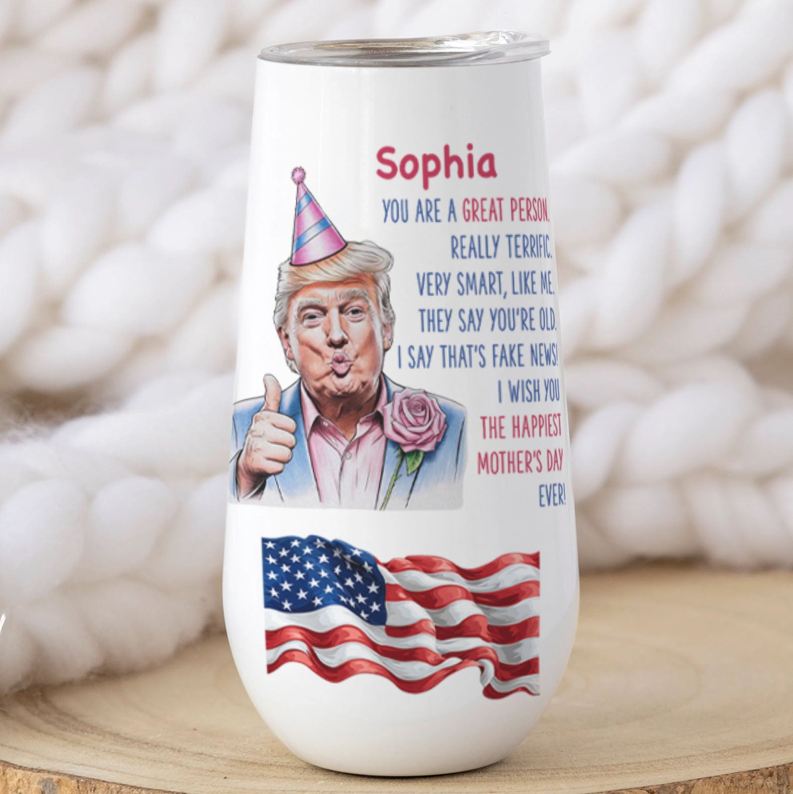 The Happiest Mother's Day Ever Custom Name Curved 6oz Tumbler, Personalized Champagne Tumbler, Gift For Mom, Gift For Wife 682088 - GOP