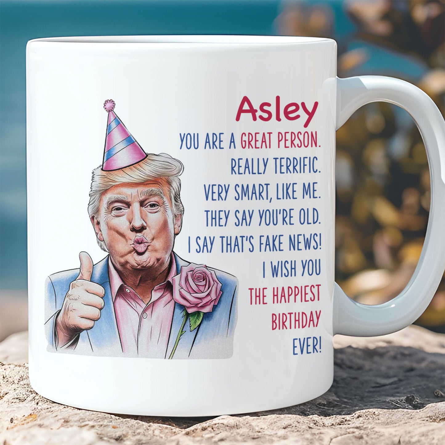 The Happiest Birthday Ever, Custom Name Funny Trump Mug, Personalized Custom White Mug Accent Mug, Gift For Family 682088 - GOP