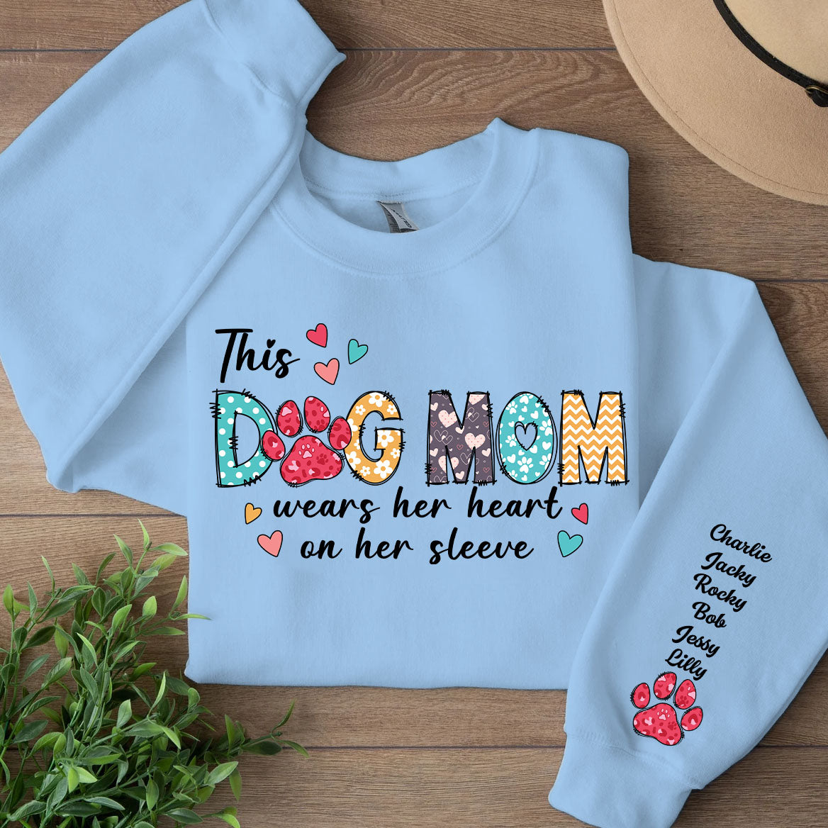 The Dog Mom Custom Name Shirt, Personalized Custom The Dog Mom Sleeve Print Bright Sweatshirt, Mother's Day Gifts, Gift For Mom, Gift For Wife 682104