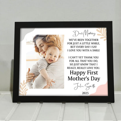 Happy First Mother's Day Picture Frame, Personalize Custom Photo Frame, Family Gift Frame, Gift for Mom, Gift for Wife 682100