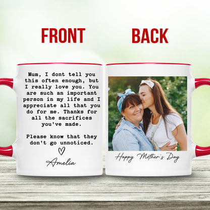 Mom Gift Custom Mug, Personalized Custom Name and Photo White Mug Accent Mug, Mother's Day Gift, Gift for Mom, Gift for Wife 682114