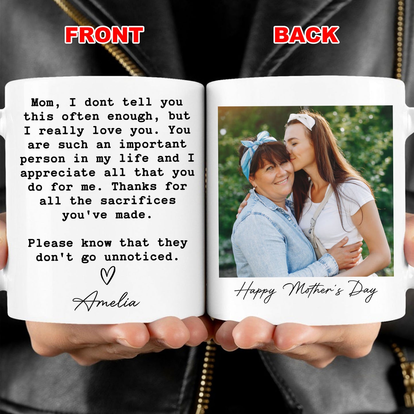 Mom Gift Custom Mug, Personalized Custom Name and Photo White Mug Accent Mug, Mother's Day Gift, Gift for Mom, Gift for Wife 682114