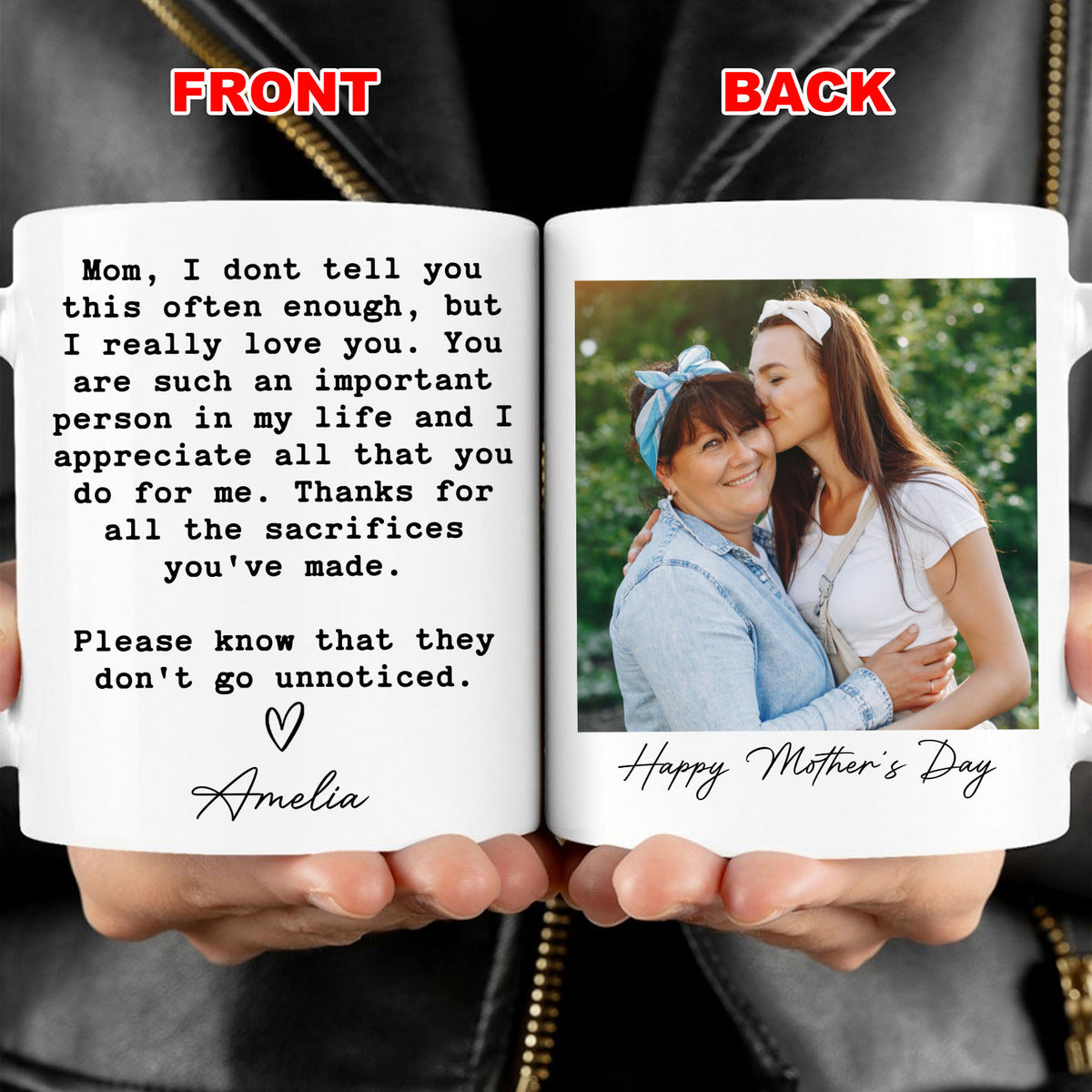 Mom Gift Custom Mug, Personalized Custom Name and Photo White Mug Accent Mug, Mother's Day Gift, Gift for Mom, Gift for Wife 682114