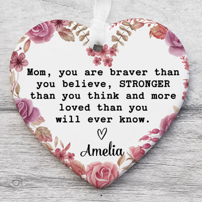 Custom Mom Present Heart Shape Ornament, Personalized Custom Name Mothers Day Ceramic Ornament, Family Gift, Gift for Mom, Gift for Wife 682117