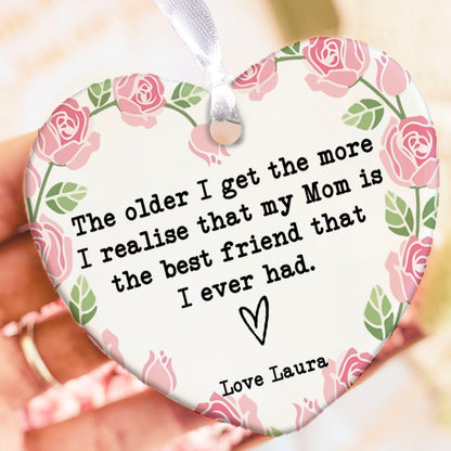 Custom Name Mom Present Ornament, Personalized Custom Mothers Day Ceramic Ornament, Family Gift, Gift for Mom, Gift for Wife 682119