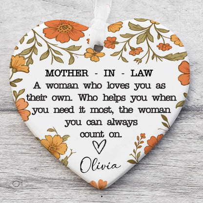 Custom Mother-in-law Present Ornament, Personalized Custom Name and Title Mothers Day Ceramic Ornament, Family Gift, Gift for Mom, Gift for Wife 682124