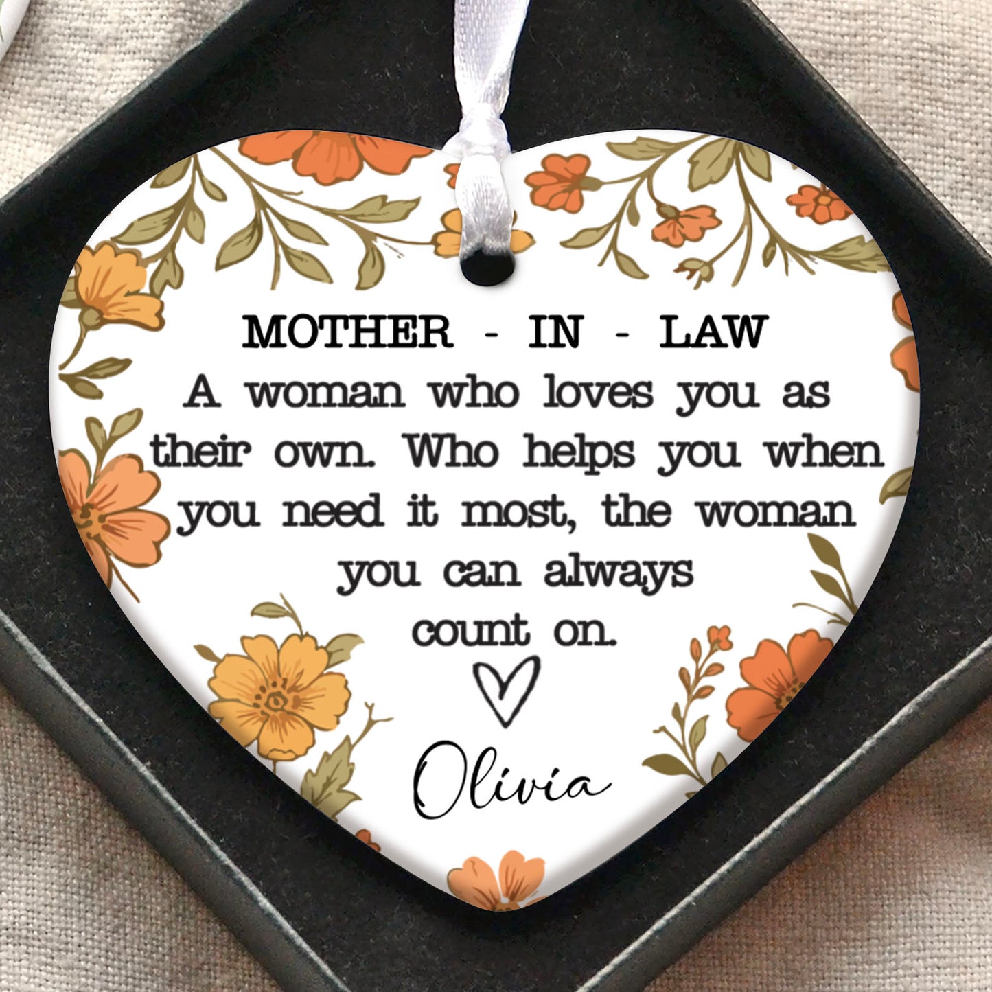 Custom Mother-in-law Present Ornament, Personalized Custom Name and Title Mothers Day Ceramic Ornament, Family Gift, Gift for Mom, Gift for Wife 682124