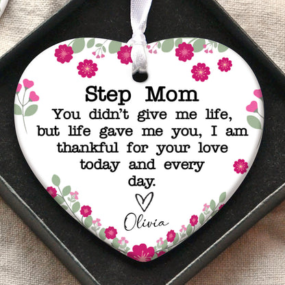 Custom Step Mom Present Ornament, Personalized Custom Name and Title Mothers Day Ceramic Ornament, Family Gift, Gift for Mom, Gift for Wife 682125