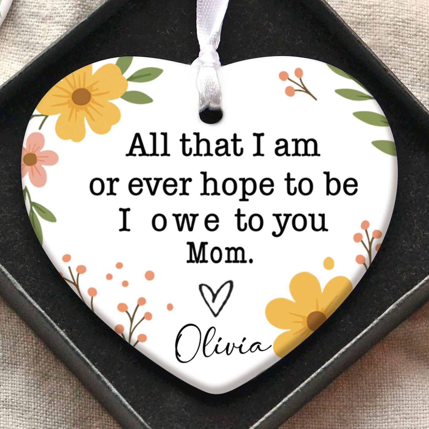 I Owe To You Mom Present Ornament, Personalized Custom Name Mothers Day Ceramic Ornament, Family Gift, Gift for Mom, Gift for Wife 682126