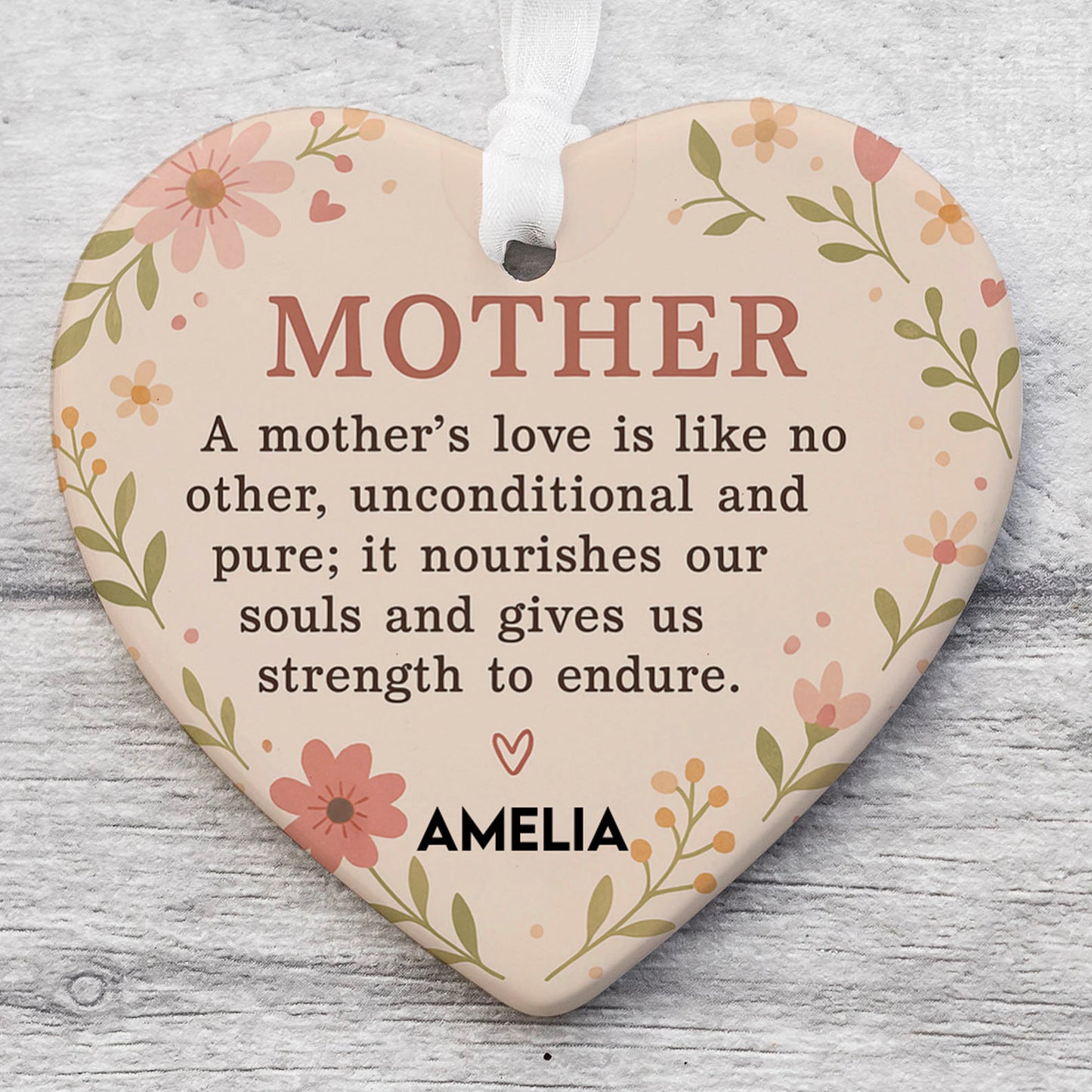 Custom Present For Mother Heart Shape Ornament, Personalized Custom Name Mothers Day Ceramic Ornament, Family Gift, Gift for Mom, Gift for Wife 682127