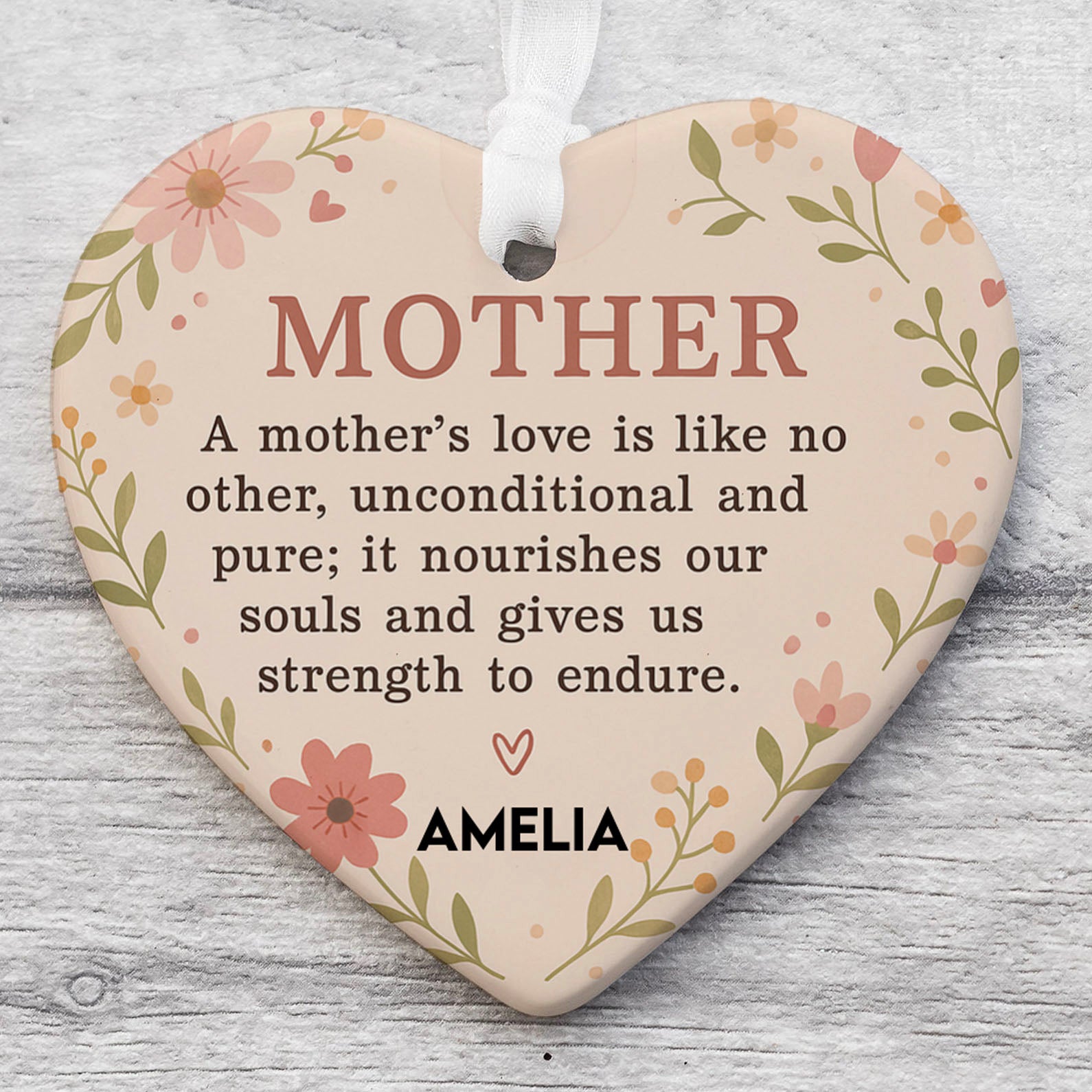 Custom Present For Mother Heart Shape Ornament, Personalized Custom Name Mothers Day Ceramic Ornament, Family Gift, Gift for Mom, Gift for Wife 682127