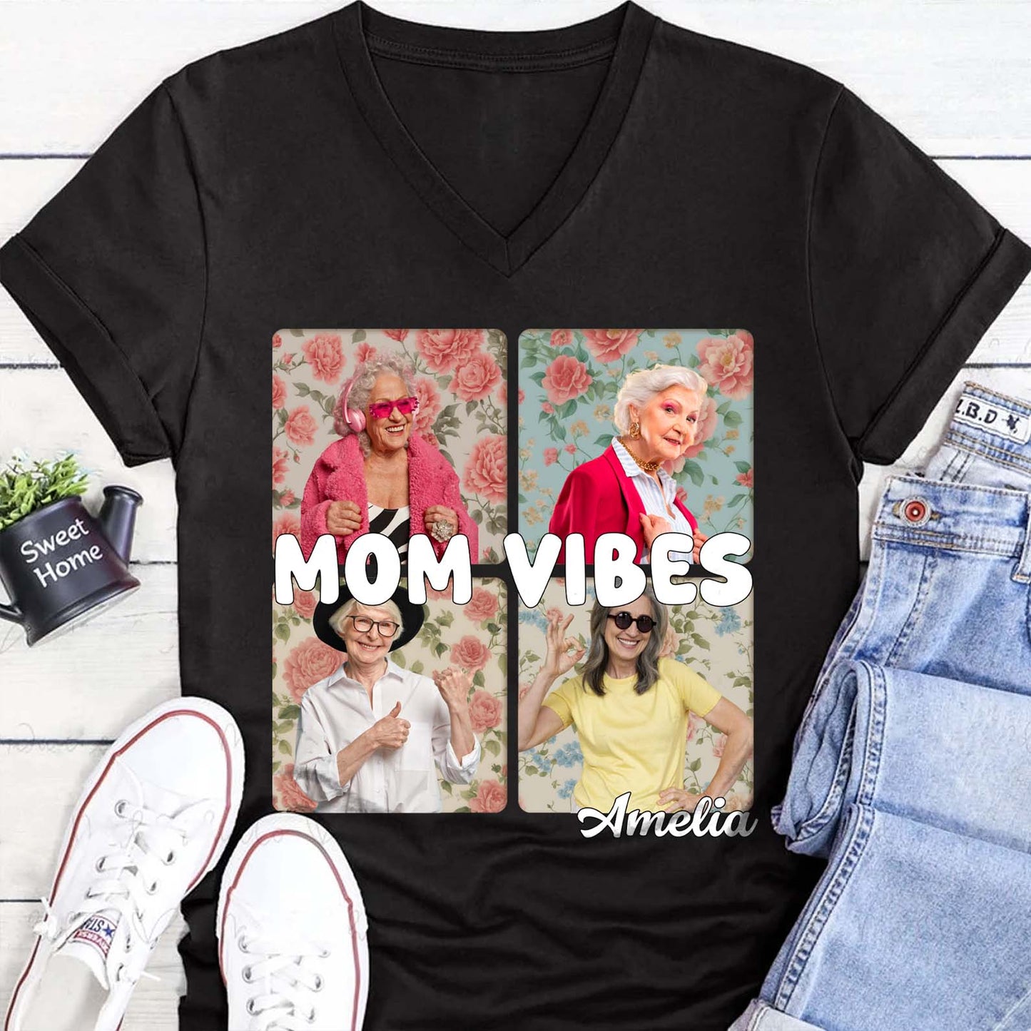 Custom 90s Retro Mom Vibes Shirt,  Funny Personalized Custom Tee Shirt, Gift for Mother's Day, Gift for Mom, Gift for Wife 682129