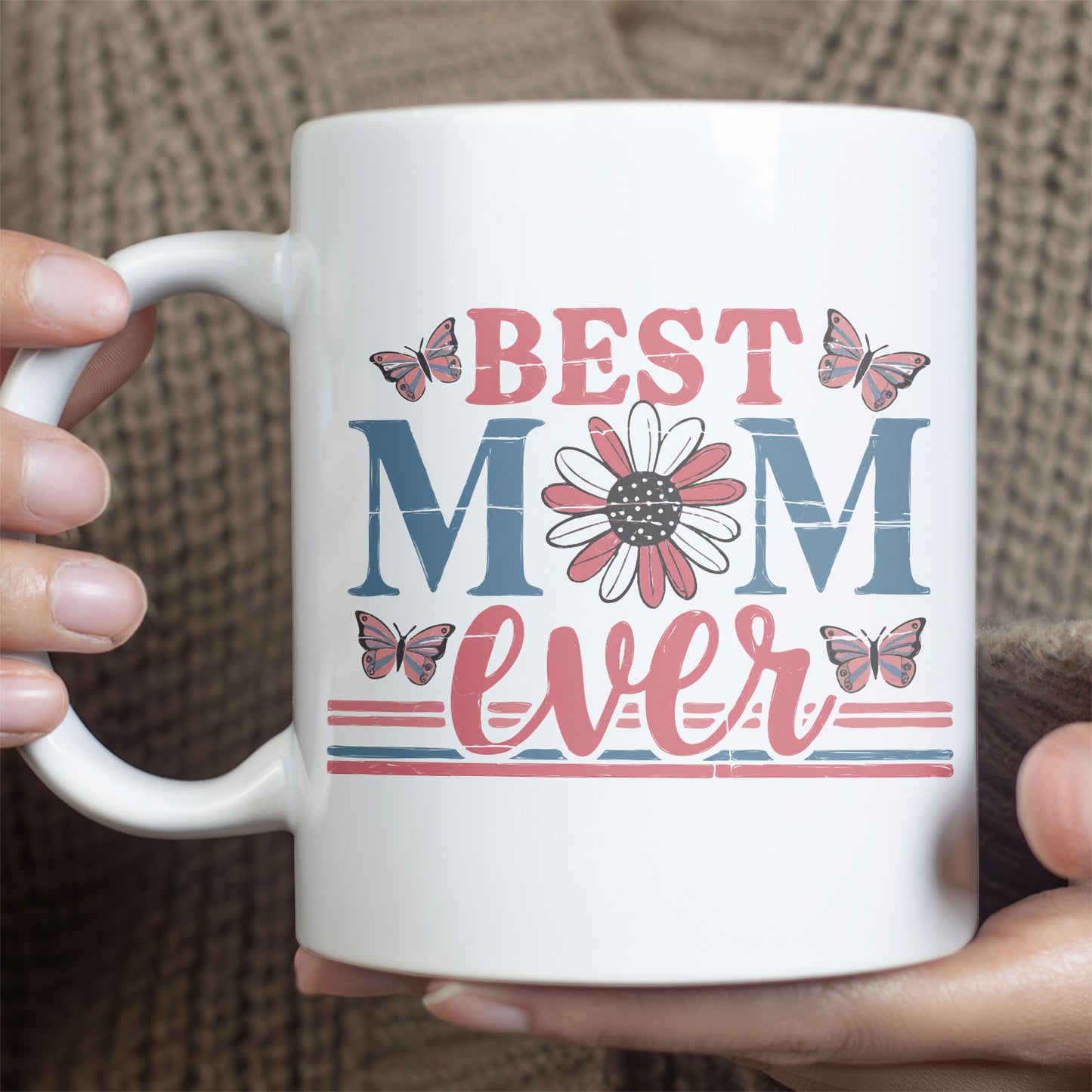 Best Mom Ever Mug, Floral Butterfly White Mug Accent Mug, Mother's Day Gift, Gift for Mom, Gift for Wife 682132