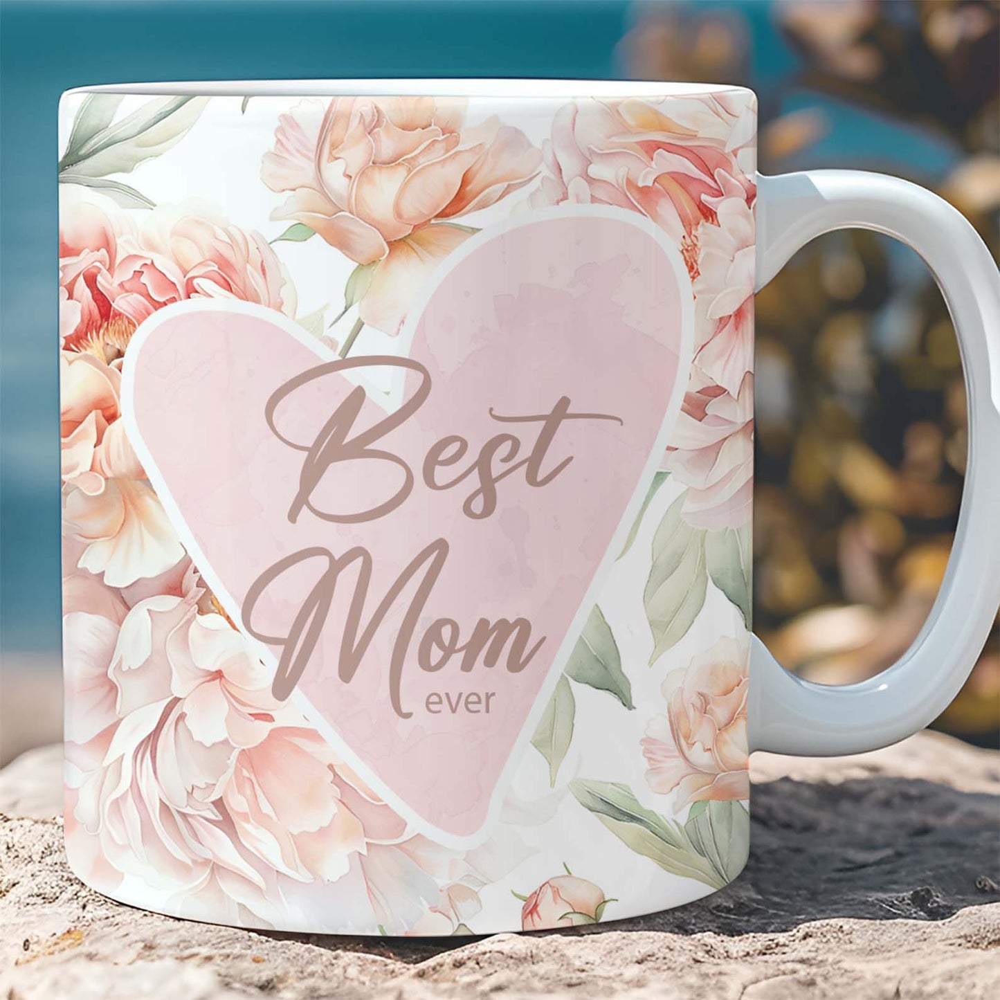Best Mom Ever Mug, Floral Heart White Mug, Mother's Day Gift, Gift for Mom, Gift for Wife 682133