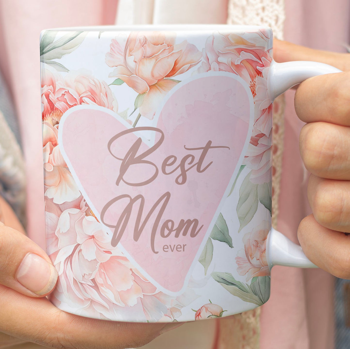 Best Mom Ever Mug, Floral Heart White Mug, Mother's Day Gift, Gift for Mom, Gift for Wife 682133