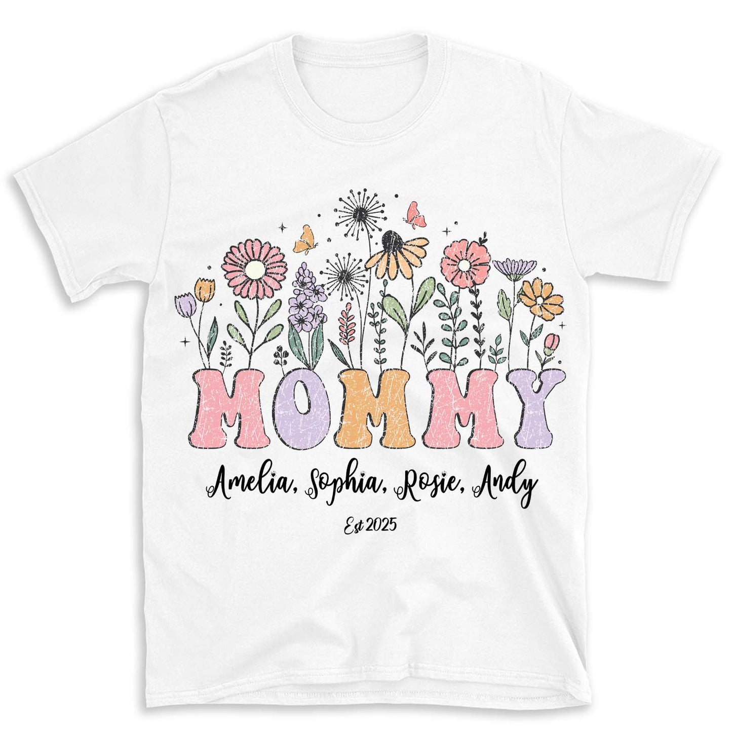 Custom Floral Mommy Sweatshirt, Personalized Custom Name Shirt, Mother's Day Sweatshirt Bright, Gift for Mom, Gift for Wife 682159