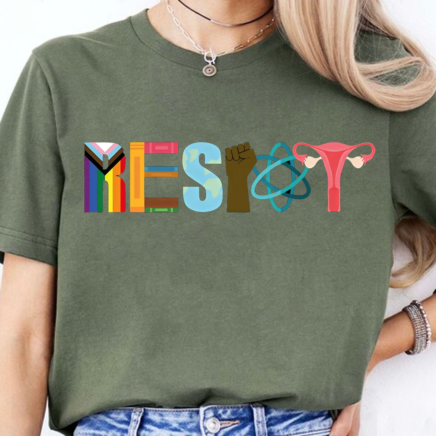 Resist with Pride, Power and Choice Shirt, 8647 Anti Trump Tee, Feminist Protest Dark Shirt 682203