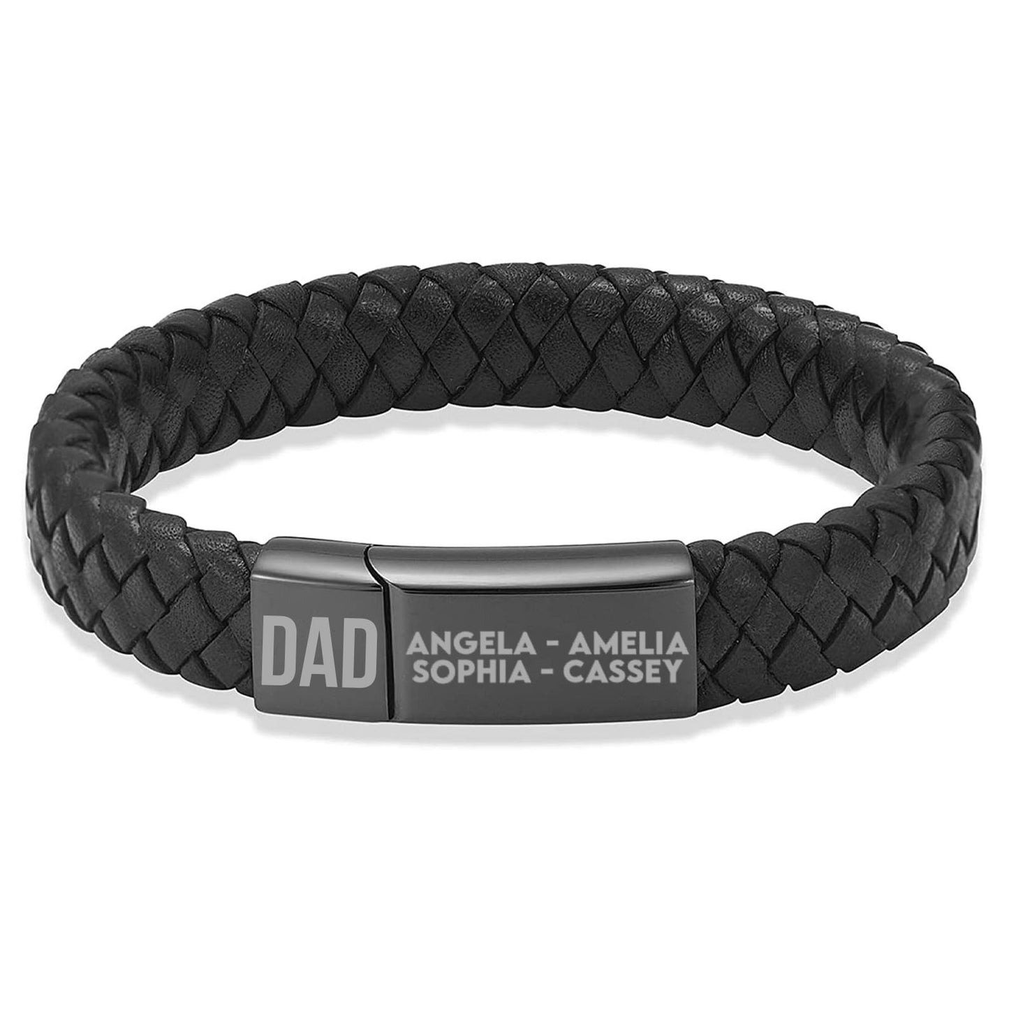 Custom Engraved Leather Bracelet Dad and Name | Gift for Dad, Gift for Husband, Special Gift for Father's Day  | Personalized Unisex Bracelet 682221