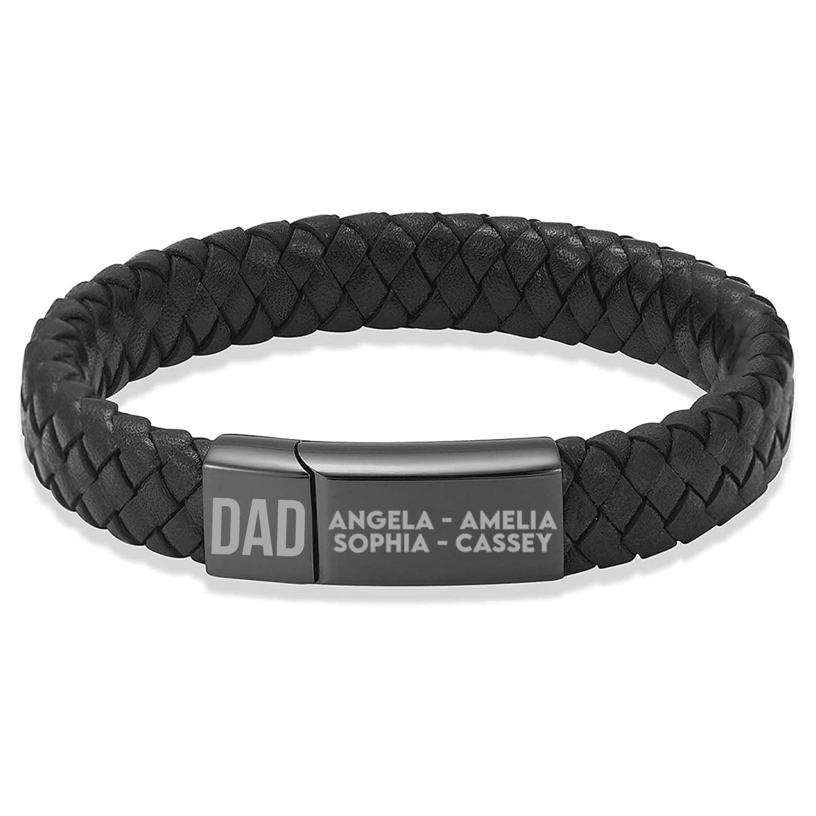 Custom Engraved Leather Bracelet Dad and Name | Gift for Dad, Gift for Husband, Special Gift for Father's Day  | Personalized Unisex Bracelet 682221