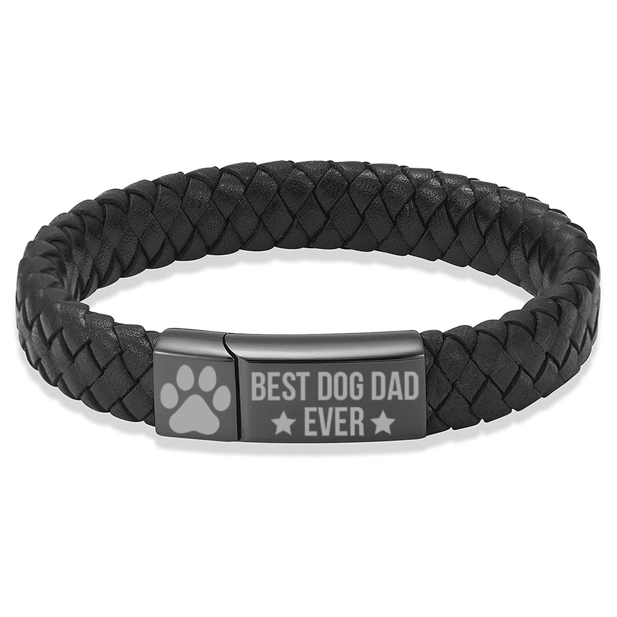 Best Dog Dad Ever Engraved Leather Bracelet | Gift for Dad, Gift for Husband, Special Gift for Father's Day  | Dog Lover Unisex Bracelet 682239