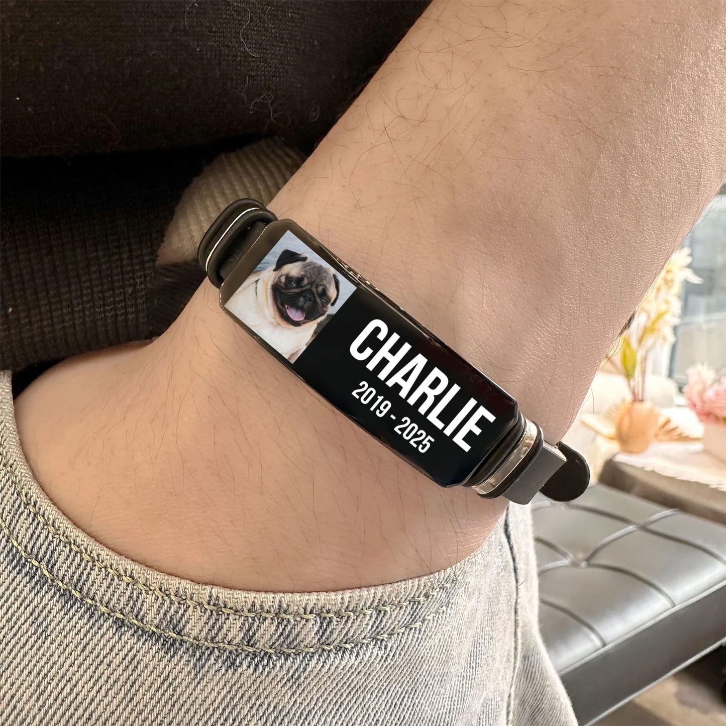 In Loving Memory Bracelet | Personalized Custom Dog Photo and Name Bracelet | Dog Lover Unisex Print Bracelet 682240