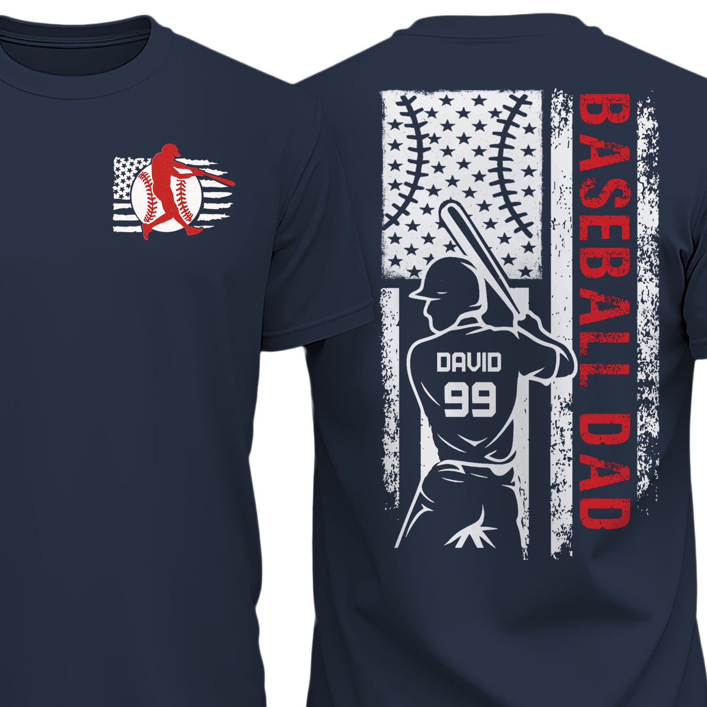 Custom Baseball Dad Shirt, Personalized Custom Name and Number TShirt, Father's Day Dark Shirt Gift, Gift for Dad, Gift for Husband 682241