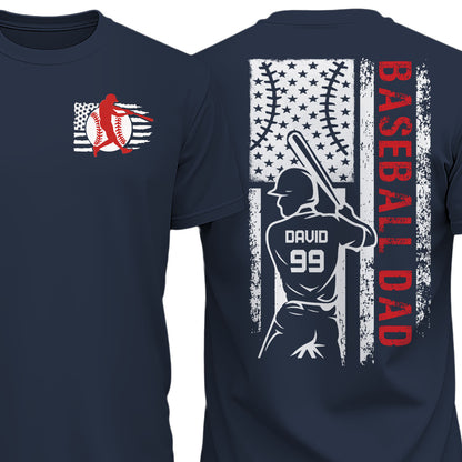 Custom Baseball Dad Shirt, Personalized Custom Name and Number TShirt, Father's Day Dark Shirt Gift, Gift for Dad, Gift for Husband 682241