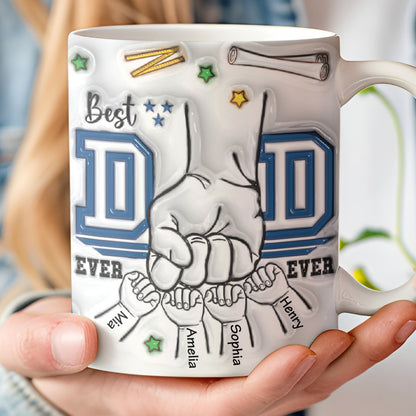 Best Dad Ever Mug, Dad Fist Bump 3D Inflated White Mug, Father's Day Gift, Gift for Dad, Gift for Husband 682245