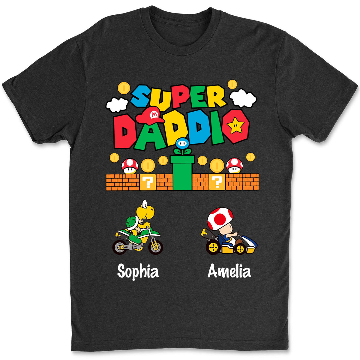 Custom Super Daddio Mario Game Shirt, Personalized Custom Funny Dark Shirt, Father's Day Special Gift, Gift for Dad, Gift for Husband 682247