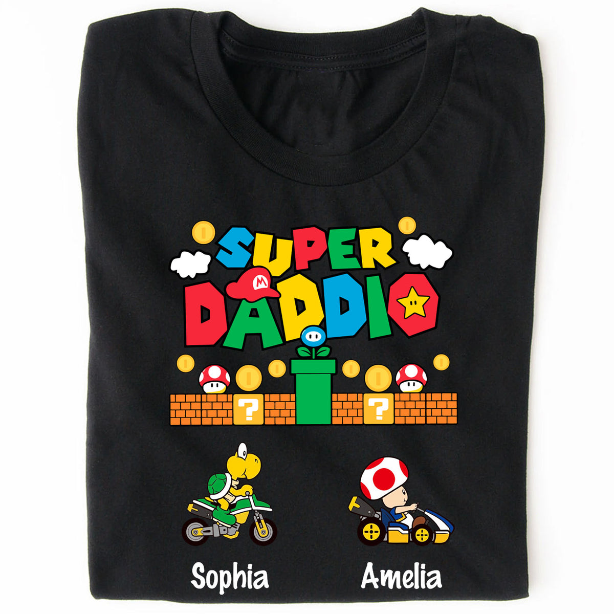 Custom Super Daddio Mario Game Shirt, Personalized Custom Funny Dark Shirt, Father's Day Special Gift, Gift for Dad, Gift for Husband 682247
