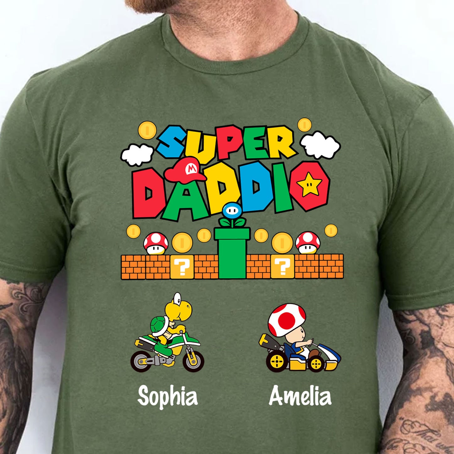 Custom Super Daddio Mario Game Shirt, Personalized Custom Funny Dark Shirt, Father's Day Special Gift, Gift for Dad, Gift for Husband 682247