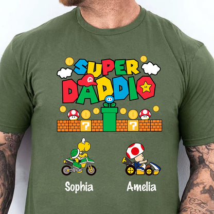 Custom Super Daddio Mario Game Shirt, Personalized Custom Funny Dark Shirt, Father's Day Special Gift, Gift for Dad, Gift for Husband 682247