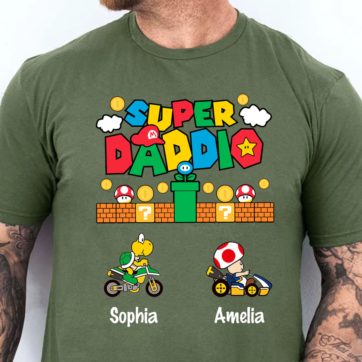 Custom Super Daddio Mario Game Shirt, Personalized Custom Funny Dark Shirt, Father's Day Special Gift, Gift for Dad, Gift for Husband 682247