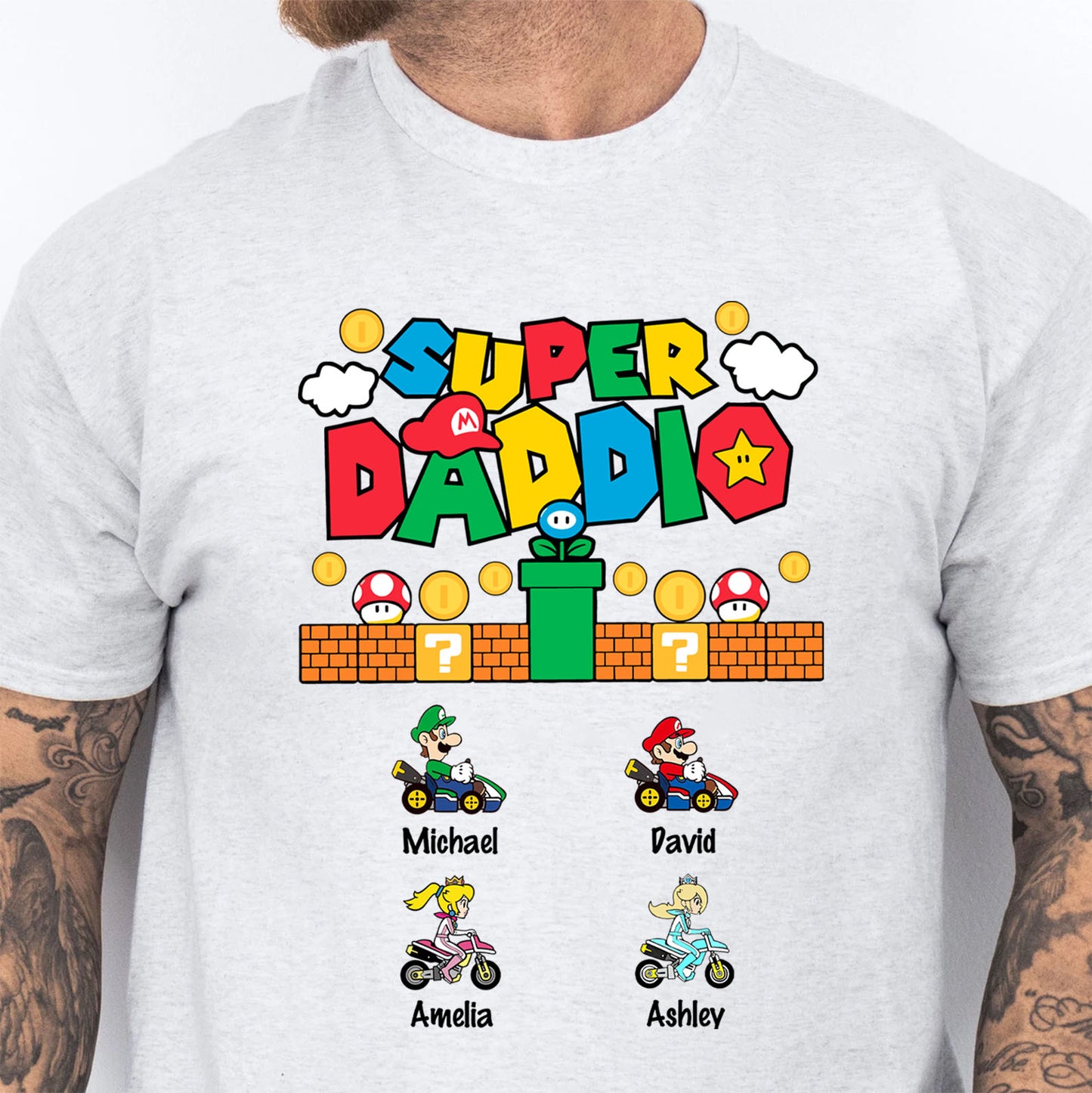 Custom Super Daddio Shirt, Personalized Custom Funny Tee Shirt, Father's Day Bright Shirt, Gift for Dad, Gift for Husband 682248