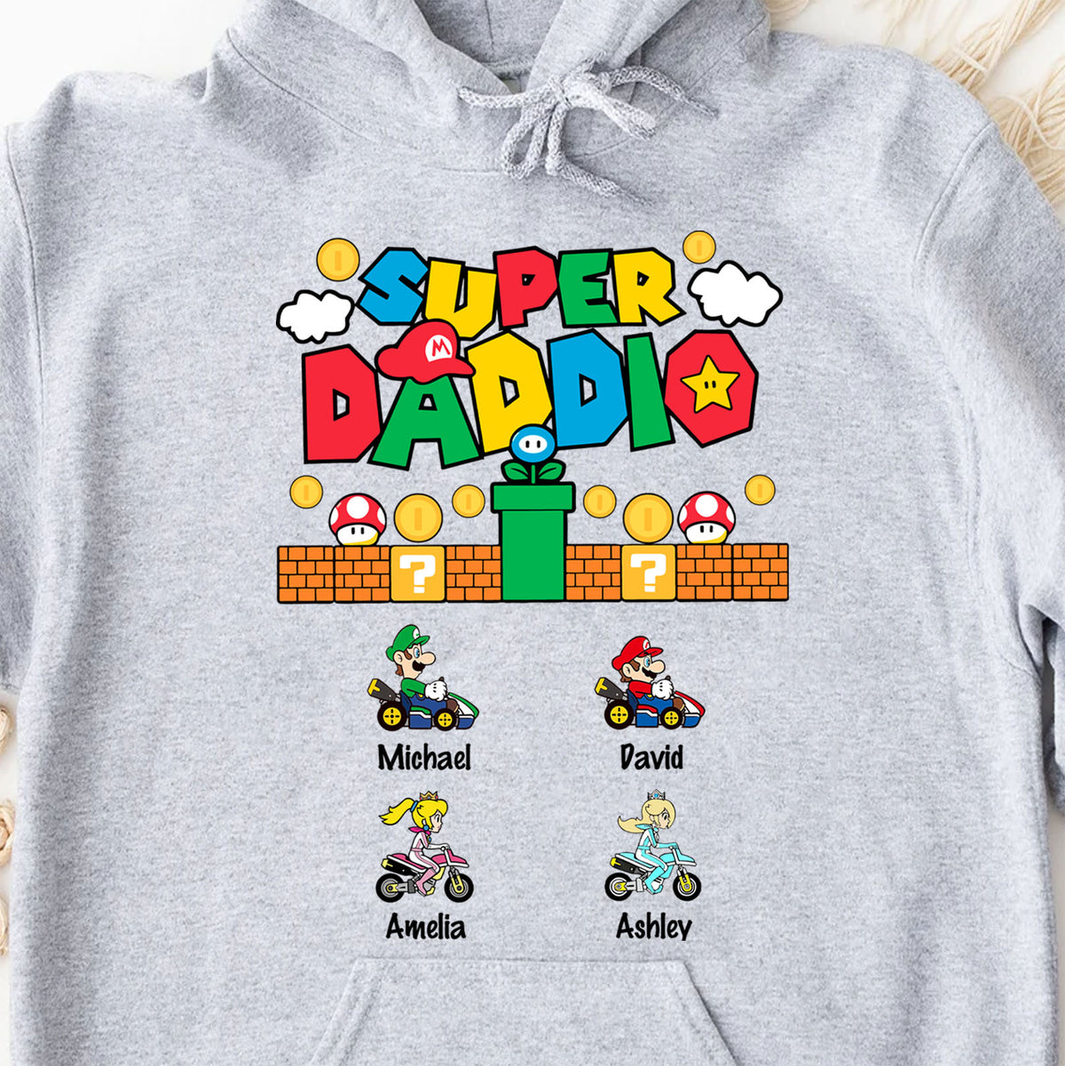 Custom Super Daddio Shirt, Personalized Custom Funny Tee Shirt, Father's Day Bright Shirt, Gift for Dad, Gift for Husband 682248