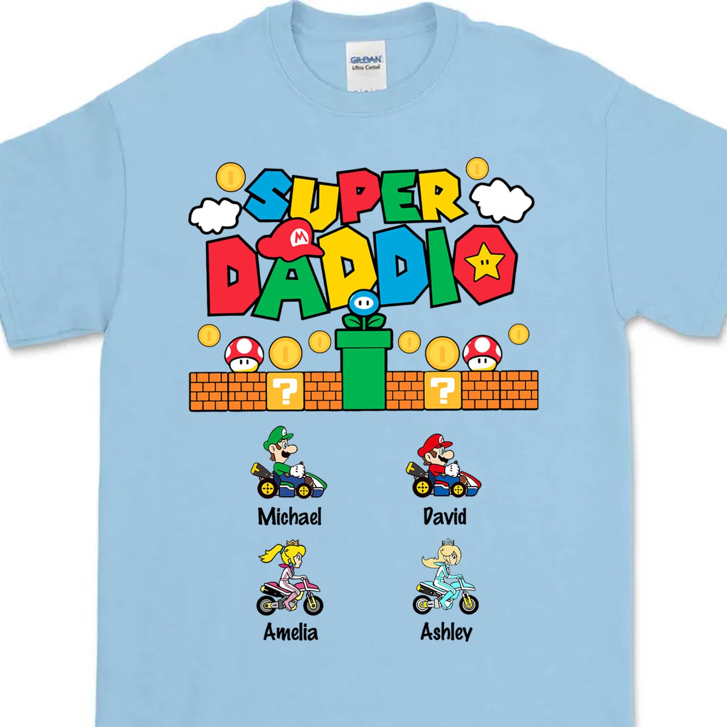 Custom Super Daddio Shirt, Personalized Custom Funny Tee Shirt, Father's Day Bright Shirt, Gift for Dad, Gift for Husband 682248