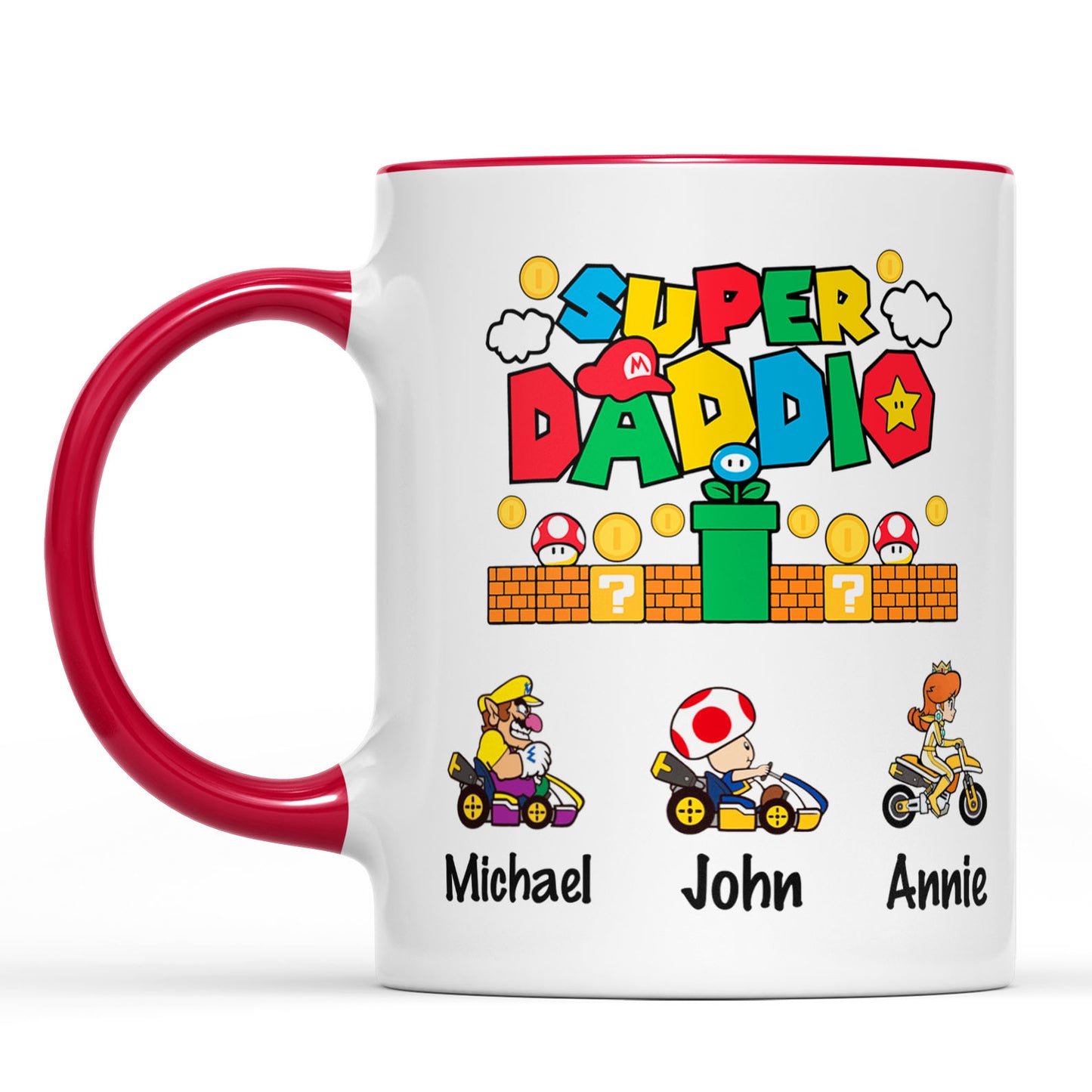 Custom Super Daddio Mug, Personalized Custom Funny White Mug Accent Mug, Gift for Father's Day, Gift for Dad, Gift for Husband 682248