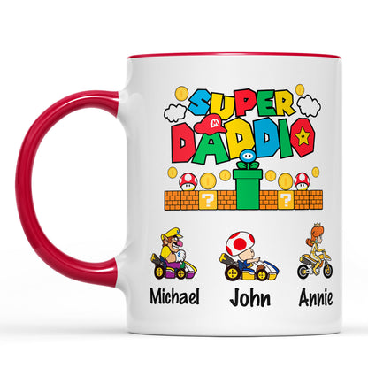 Custom Super Daddio Mug, Personalized Custom Funny White Mug Accent Mug, Gift for Father's Day, Gift for Dad, Gift for Husband 682248