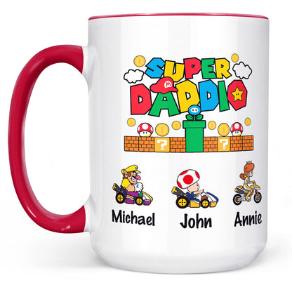 Custom Super Daddio Mug, Personalized Custom Funny White Mug Accent Mug, Gift for Father's Day, Gift for Dad, Gift for Husband 682248