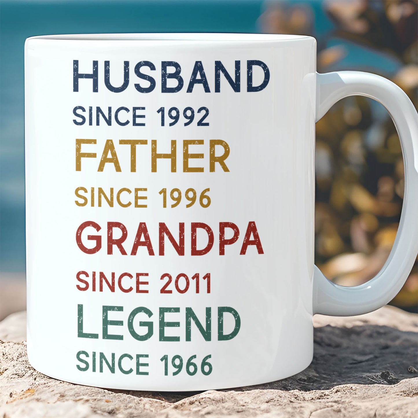 Custom Title and Date Mug, Personalized Custom Text Mug for Father's Day, Funny White Mug Accent Mug, Gift for Dad, Gift for Husband 682253