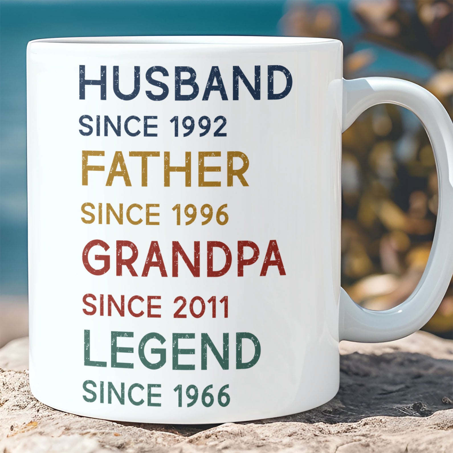 Custom Title and Date Mug, Personalized Custom Text Mug for Father's Day, Funny White Mug Accent Mug, Gift for Dad, Gift for Husband 682253