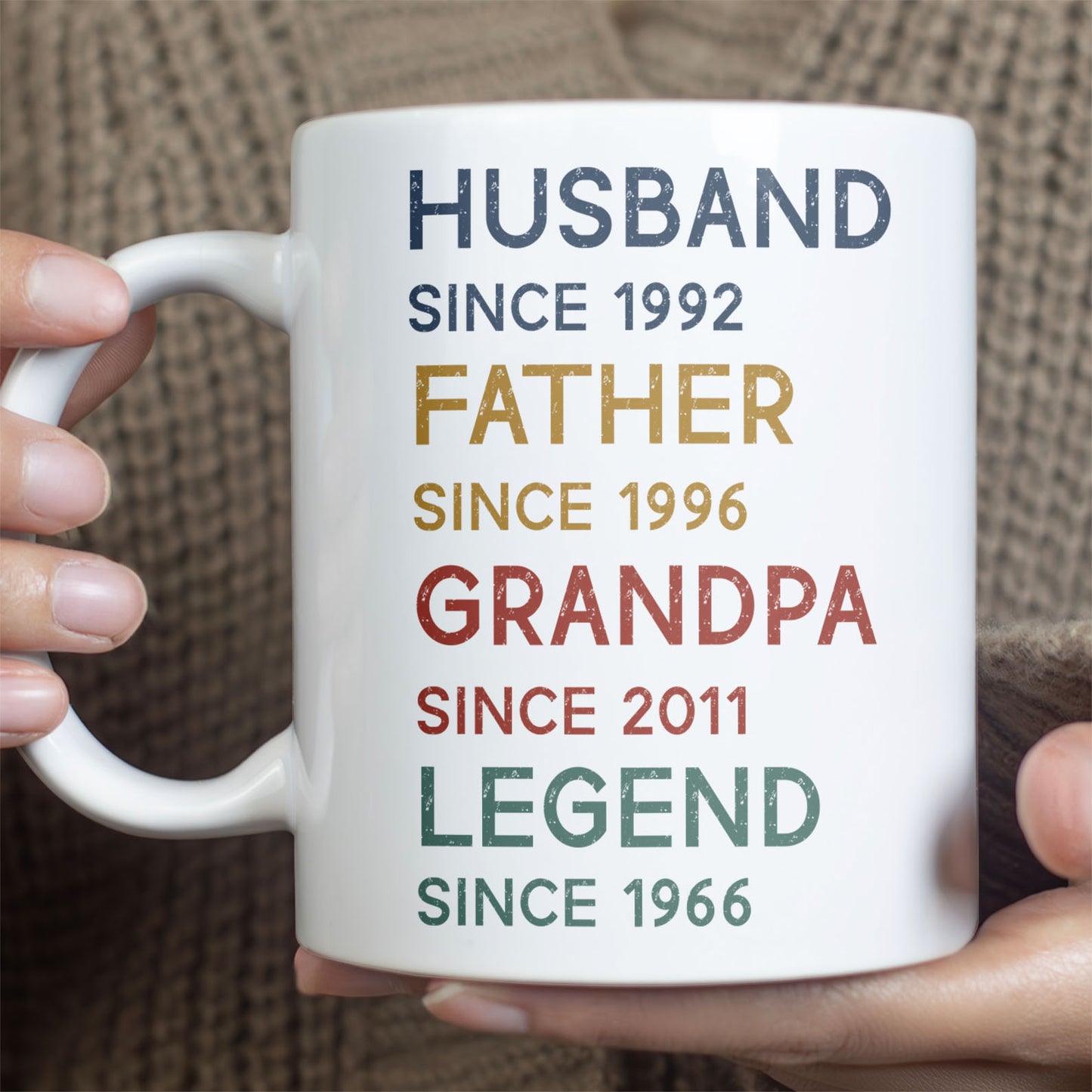 Custom Title and Date Mug, Personalized Custom Text Mug for Father's Day, Funny White Mug Accent Mug, Gift for Dad, Gift for Husband 682253