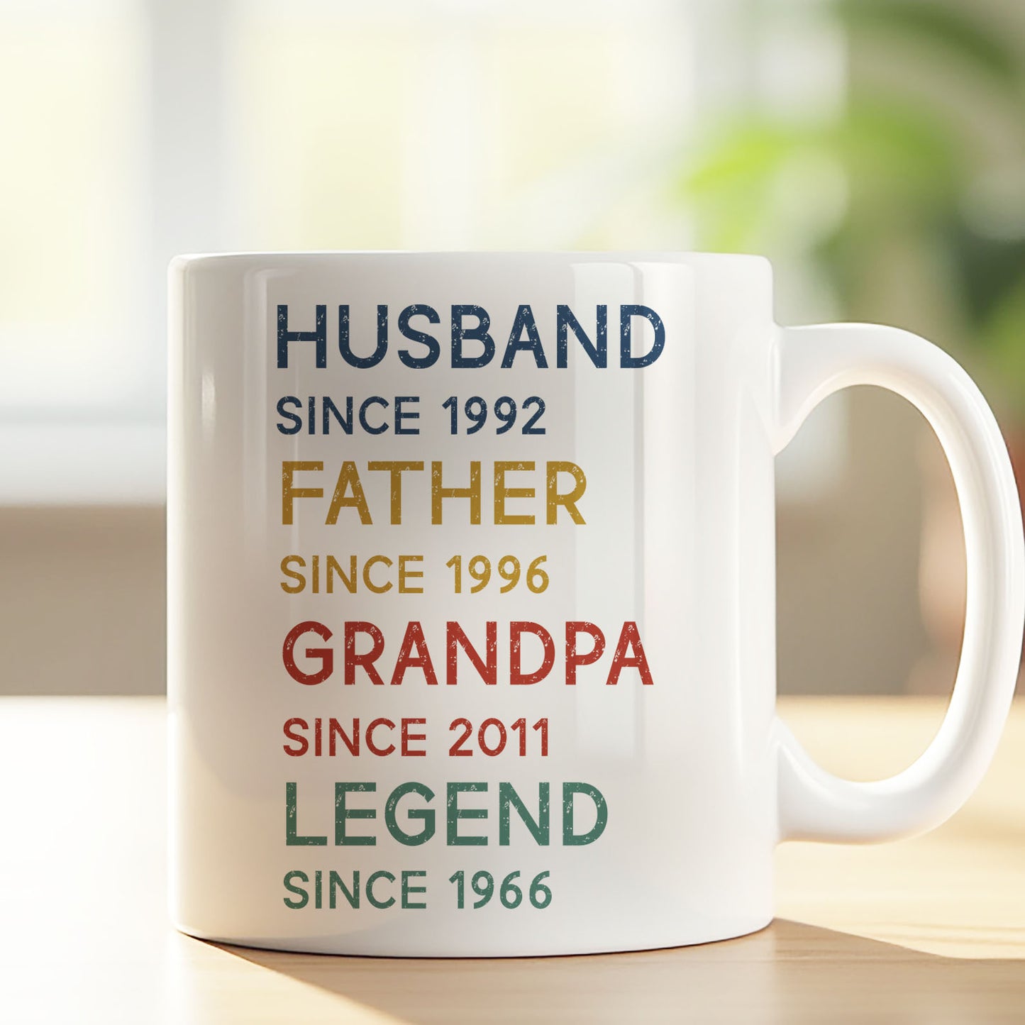 Custom Title and Date Mug, Personalized Custom Text Mug for Father's Day, Funny White Mug Accent Mug, Gift for Dad, Gift for Husband 682253