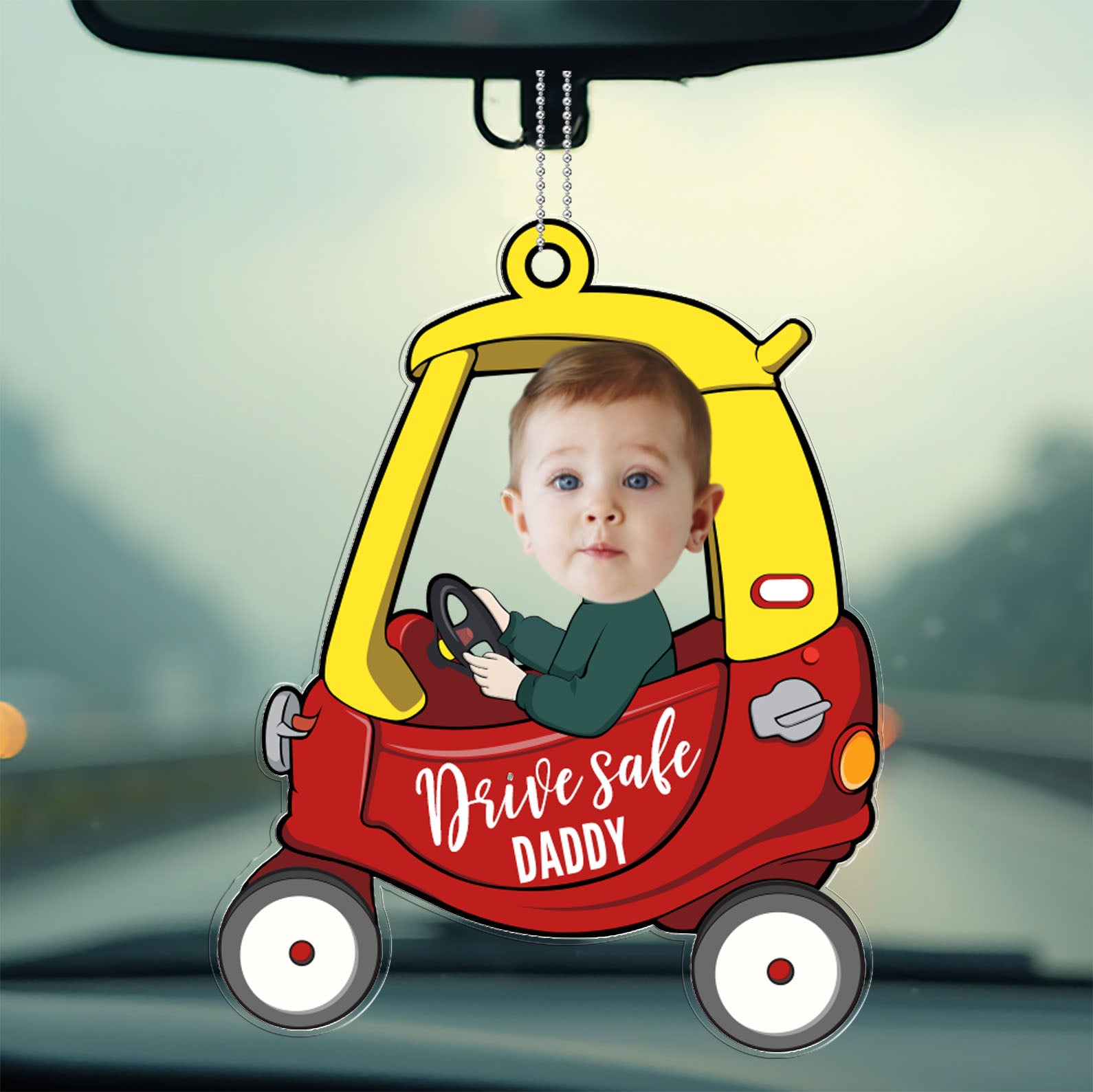 Personalized Custom Kid Photo Car Decor, Custom Acrylic Car Hanger, Special Gift for Father's Day, Gift for Dad, Gift for Husband 682256