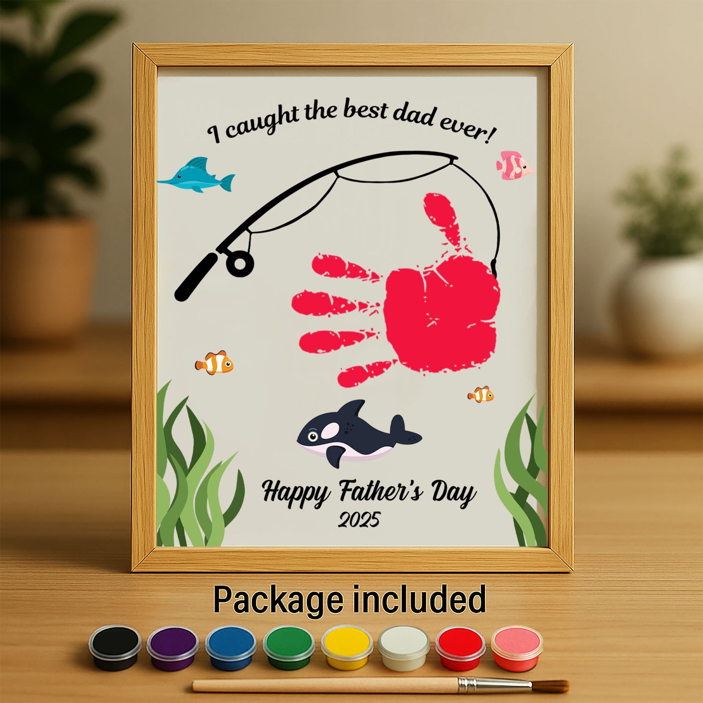 Personalized DIY Frame Fishing Dad, Father's Day Handprint Frame, Special Gift for Dad, Gift for Husband 682286