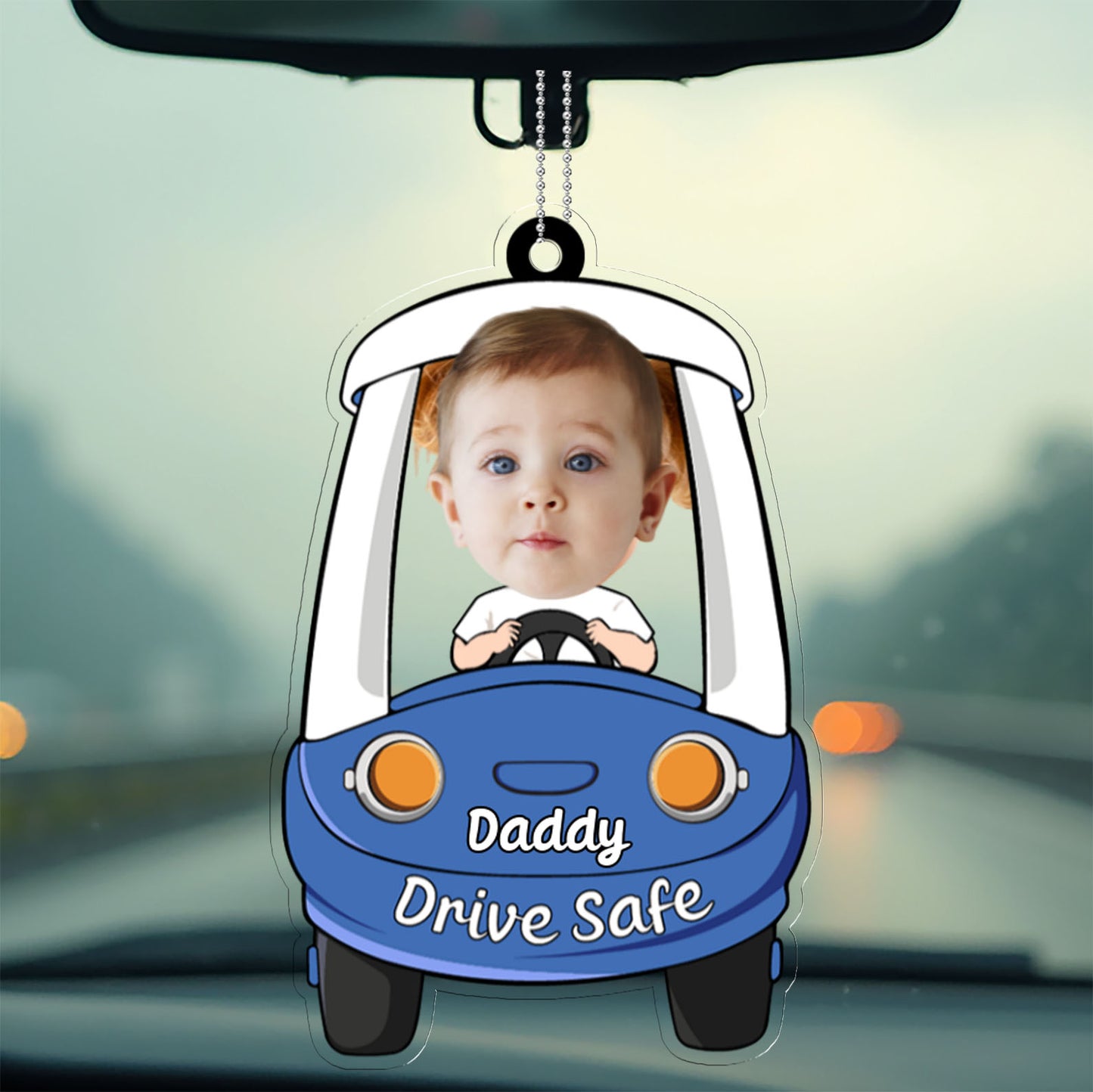 Personalized Custom Kid Photo Car Decor, Custom Acrylic Car Hanger, Special Gift for Father's Day, Gift for Dad, Gift for Husband 682290