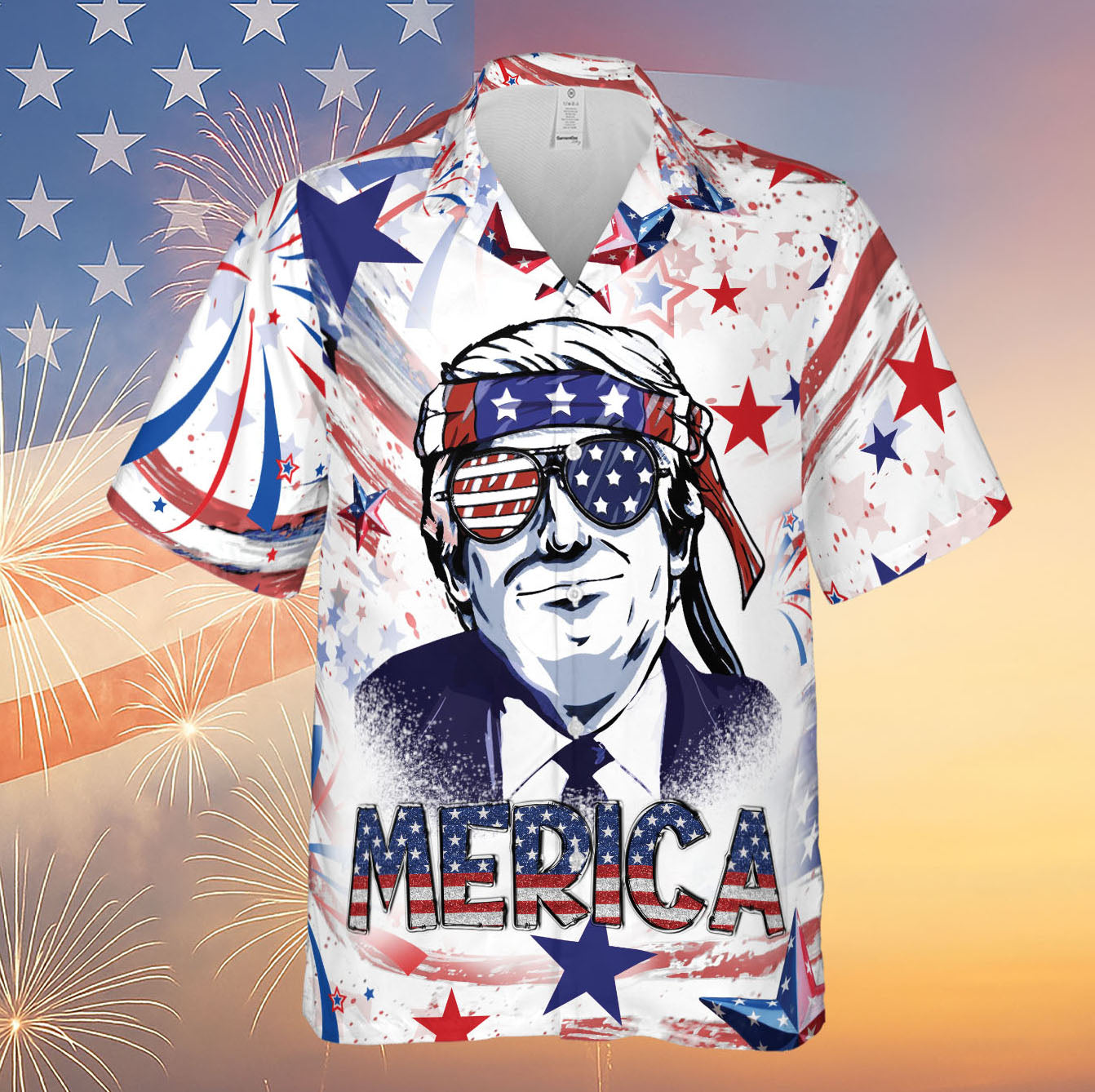 No More Bullsh*t Trump Make 4th of July Great Again Hawaiian Shirt | Patriotic America Independence Day Hawaiian Shirt 682301 - GOP
