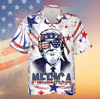 No More Bullsh*t Trump Make 4th of July Great Again Hawaiian Shirt | Patriotic America Independence Day Hawaiian Shirt 682301 - GOP