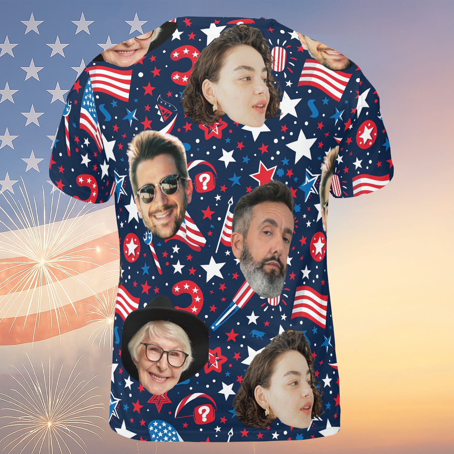 Custom Face Unisex 3D T-Shirt | Personalized Custom Photo Independence Day Shirt | 4th of July All-Over Printed T-Shirt 682302